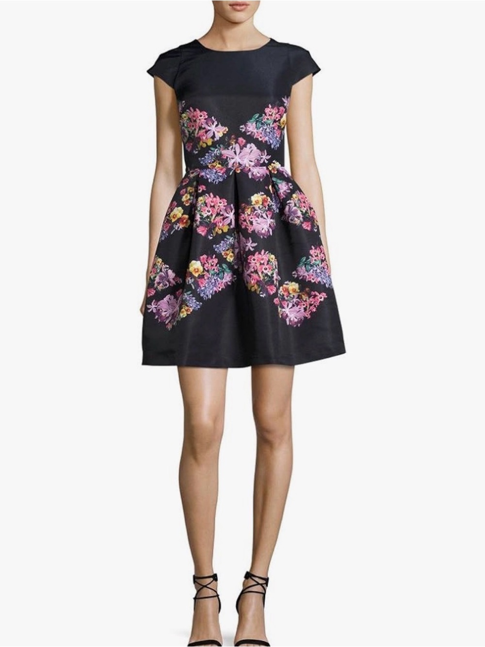 Ted Baker Black Mini Dress with Pink Floral Print